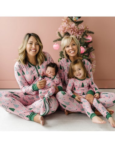 Pink Twinkling Trees - Women's Bamboo Viscose Pajama Set