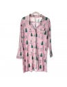Pink Twinkling Trees Women's Bamboo Viscose Long Sleeve Sleep Shirt