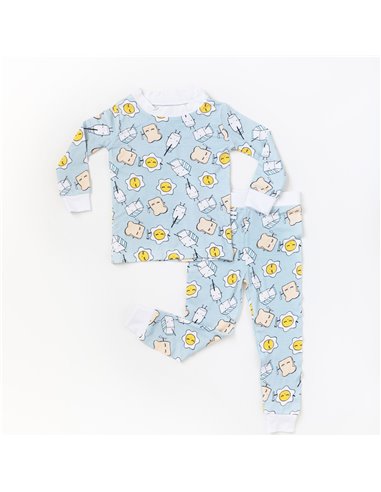 Blue Breakfast Buddies Two-Piece Toddler/Kids Bamboo Viscose Pajama Set
